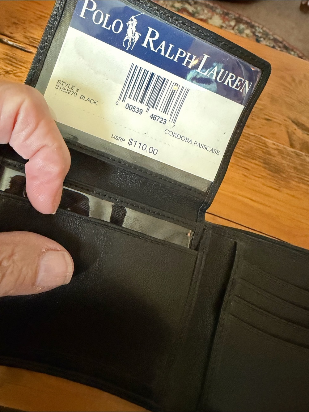 Polo by Ralph Lauren Black Leather Bi-Fold Wallet circa 1999 or 2000, Unused - Picture 10 of 13